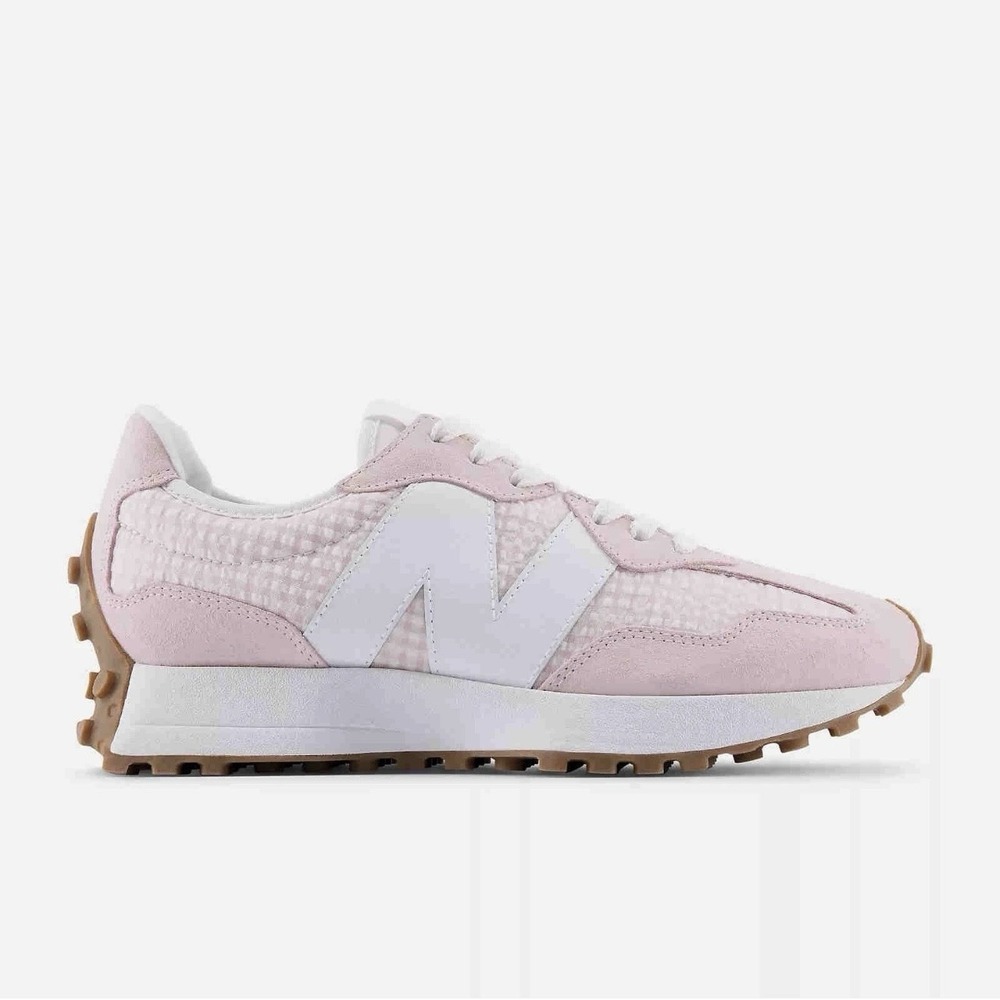New Balance 327 Pink White Gingham Plaid Women's Sneakers Size 6 NIB W327628